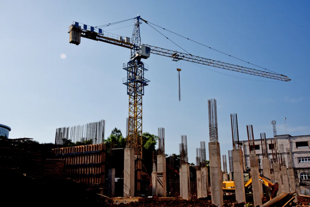 Modern construction site using digital civil-engineering technology